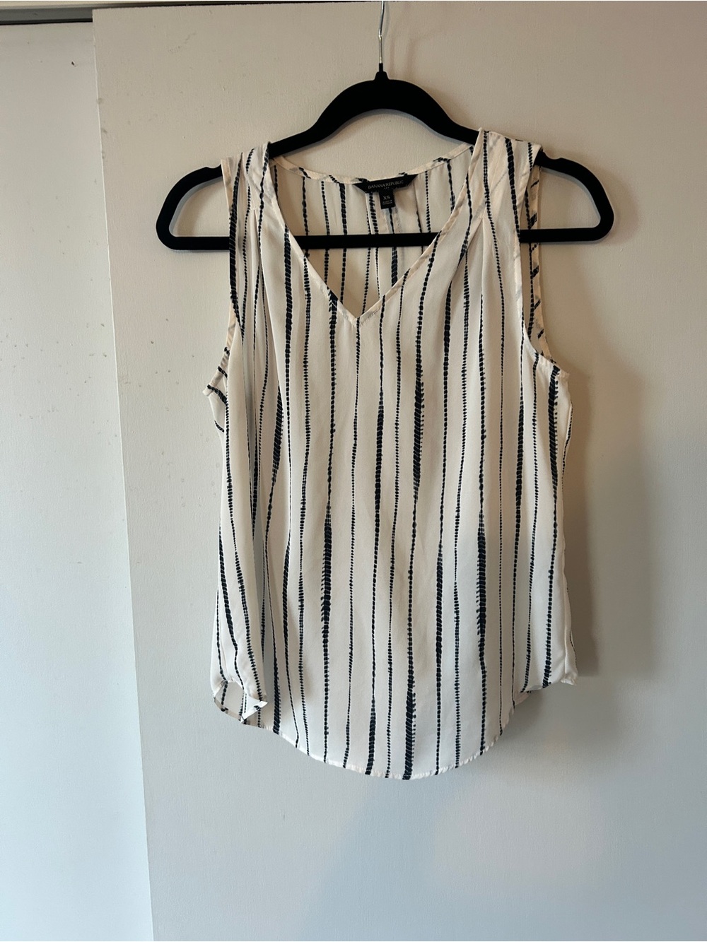 Banana Republic White Tank with blue Vertical Stripes